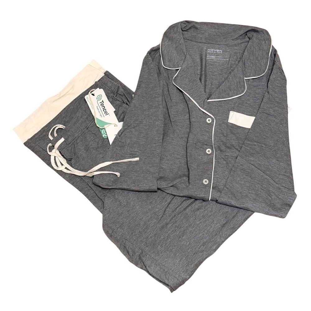 Haven Well Within Tencel Pajama Set Gray‎ XL Pant Set Sleepwear Loungewear NWT